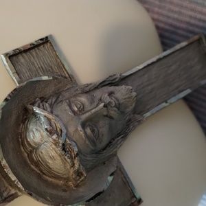 Vintage Silver Tone Cross Decor